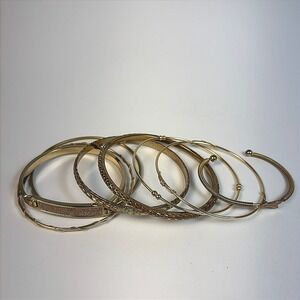 Bangle Bracelet Set Gold Tone Textured Glitter Boho Statement Stackable Lot